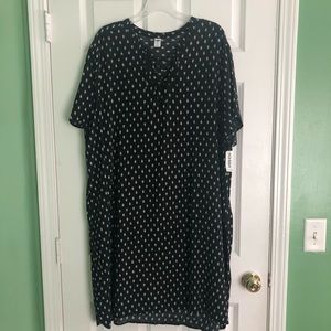 Black lace up shift dress